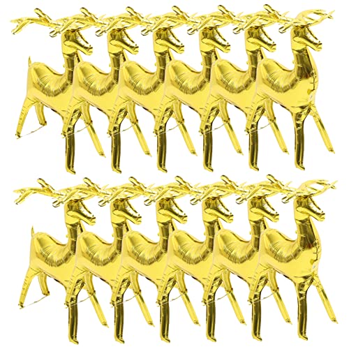 ULTECHNOVO 10 Stück Teiliges Weihnachts Rentier Luftballons aus Aluminiumfolie Goldfarbene Partydekoration für Weihnachten Vielseitig Verwendbar für und Festdekoration von ULTECHNOVO