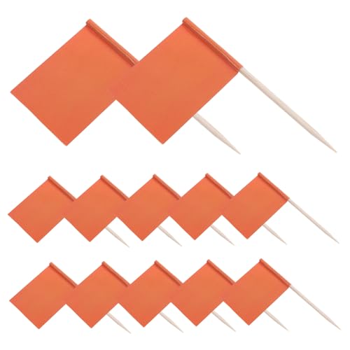 ULTECHNOVO 100 Stück Einfarbige Zahnstocher Flaggen in Orange Kleine Partyflaggen für Obst und Käsemarkierung Mini Cupcake Topper Vielseitige Dekoration für Kuchen und Fingerfood von ULTECHNOVO