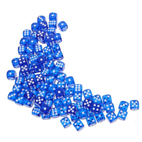 ULTECHNOVO 100 Stück Farbenfrohe Kristallfarbe Glitzerspiel Würfel Standard-Spielwürfel Brettspiele Würfel Spielzeugwürfel Unterhaltungswürfel Bunte Würfel Zieh mit klarer Tasche Acryl Blau von ULTECHNOVO