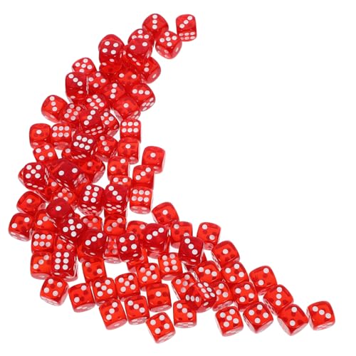 ULTECHNOVO 100 Stück Farbenfrohe Kristallfarbe Würfel Spieleprop Partywürfel Spielzeugwürfel Bunte Würfel Unterhaltungswürfel Brettspiele Würfel mehrseitige Würfel Acryl rot von ULTECHNOVO