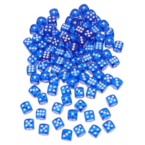 ULTECHNOVO 100 Stück Farbenfrohe Kristallfarbe Zieh Mit Klarer Tasche Klare Würfel Unterhaltungswürfel Mehrseitige Würfel Standard-spielwürfel Spieleprop Bunte Würfel Partywürfel Acryl Blau von ULTECHNOVO