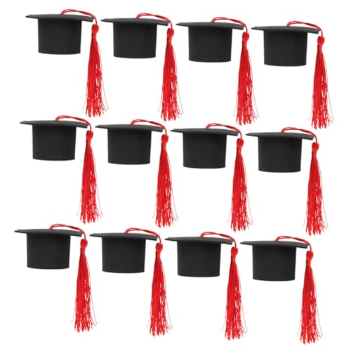 ULTECHNOVO 12 Stück Bachelor Hut Dekoration Abschlussglas Party Dekorationen Absolventen Erwachsene Babys Kleine Abschlusskappe Glückwunsch Topper Mini Abschlusskappe von ULTECHNOVO