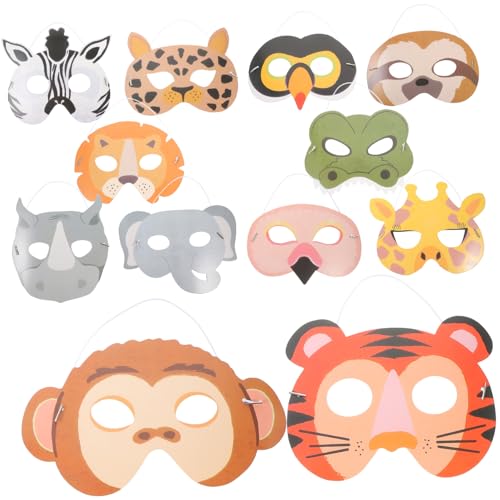 ULTECHNOVO 12 Stück Halloween-cosplay-stütze Partymaske Pelzige Dschungelmaske Für Party Kostüm Entzückende Tiermaske Farmtiermasken Tiermaske Für Party Papier von ULTECHNOVO