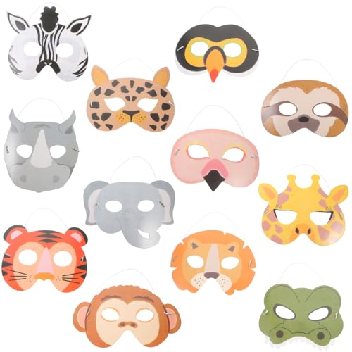 ULTECHNOVO 12 Stück Kostümmasken Farmtiermasken Tragen Neuheit Tiermaske Pelzige Halloween-cosplay-stütze Kind Entzückende Tiermaske Für Party Papier von ULTECHNOVO