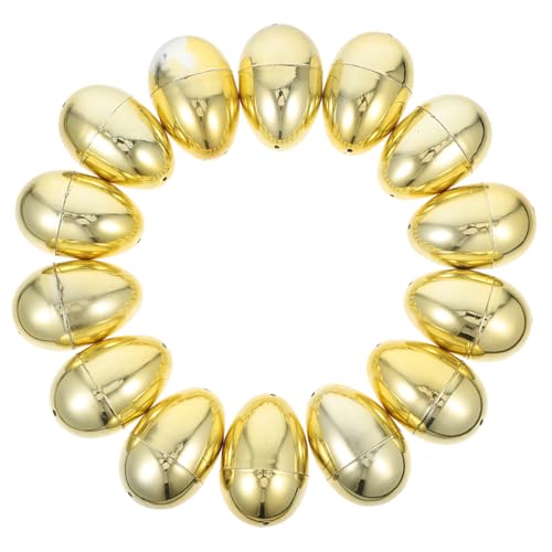 ULTECHNOVO 12 Stück Simulations Goldeier Osterparty Ostereier Leere Ostereier Füller Goldene Ostereier Gefüllte Eier Ostereier Körbe Jumbo Eier Kunststoff von ULTECHNOVO