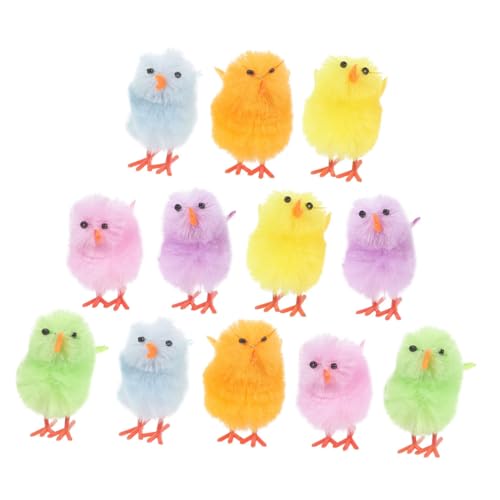 ULTECHNOVO 12 Stück Stofftier Küken Plüsch Fell Osterhühner Küken Stofftier Gastgeschenke für Ostern Osterküken Mini-Fuzzy-Küken kleines Huhn Ostern Hähnchen-Stofftiere Samt von ULTECHNOVO