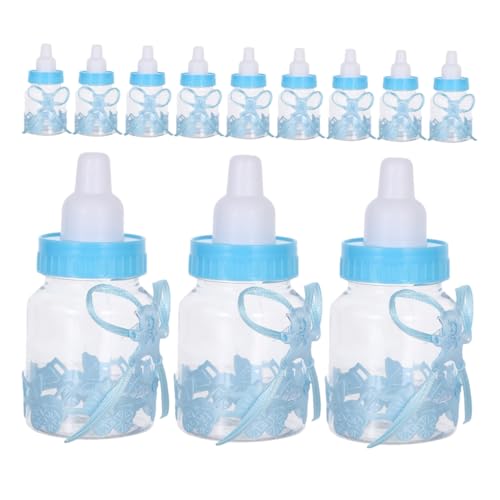 ULTECHNOVO 12 Stück Teiliges Shower Süßigkeitenbox Transparente Mini Nuckelflaschen mit Schleife Sichere Aufbewahrung Vielseitige Partydekoration für Babypartys und Geburtstagsfeiern von ULTECHNOVO