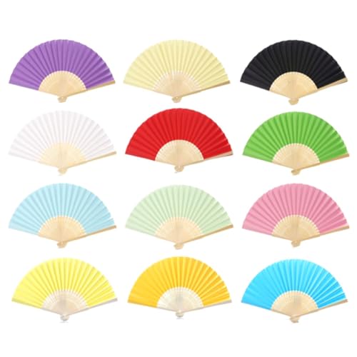 ULTECHNOVO 12Stücke Faltbare Handfächer für Weiße Leere Chinesische Fächer Gestalten DIY für Partys Hochzeiten und Kreative Dekorationen von ULTECHNOVO
