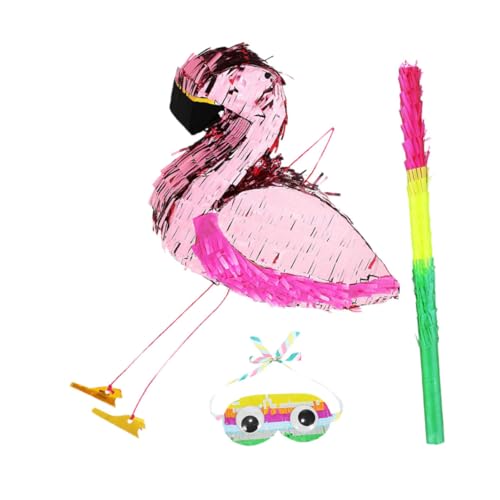 ULTECHNOVO 1Satz Flamingo Piñata mit Augenmaske und Schlagstock Lustige Partydekoration für Kindergeburtstag Hochzeiten und Sommerfeste Interaktives für Unvergessliche von ULTECHNOVO