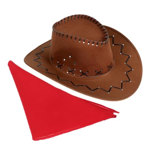 ULTECHNOVO 1Satz Kostümzubehör für Erwachsene Braunem Cowboyhut und Bandana für Karneval Halloween und Cosplay Events Vielseitig und Langlebig von ULTECHNOVO
