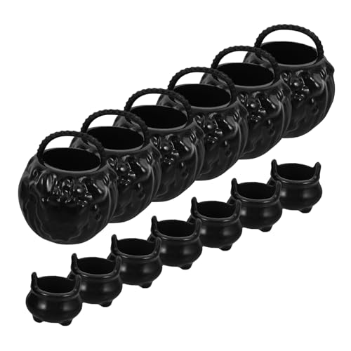 ULTECHNOVO 1Satz Mini für Halloween Teiliges Puppenhaus Zubehör Schwarze Mini Kesseltöpfe und Mini Eimer für Kreative und Partys von ULTECHNOVO