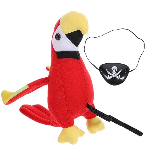 ULTECHNOVO 1Satz Piratenkostüm mit Ausgestopftem Papagei und Augenklappe Teiliges Zubehör für Halloween und Piratenpartys Wiederverwendbar Langlebig Cosplay von ULTECHNOVO