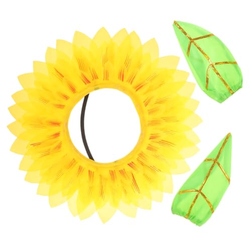 ULTECHNOVO 1Satz Sonnenblumen Kostümset mit Kopfbedeckung und Handschuhen Lustige Halloween Blumenkopfbedeckung für Karneval und Cosplay Accessoire für Festivals und Kostümpartys von ULTECHNOVO