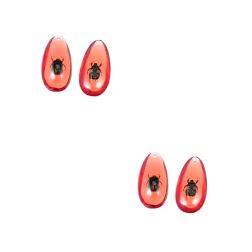 ULTECHNOVO 2 Stk Insekten Bernstein Reize Muschel-Anhänger Geburtsstein-Anhänger Ohrring-Anhänger Mini-Charms beemysafe anhänger handmade Bastelanhänger aus Kunstharz dekorativer Anhänger rot von ULTECHNOVO