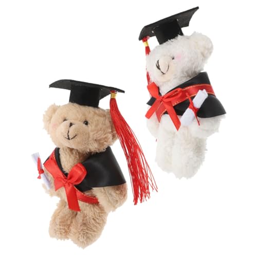 ULTECHNOVO 2 Stück Bärenpuppe Abschlussgeschenk Freundin Abschlussbär Abschlussplüschtiere Gefüllter Doktortitel Süßes Gastgeschenk Mini Abschlussgeschenk Pp Baumwolle von ULTECHNOVO