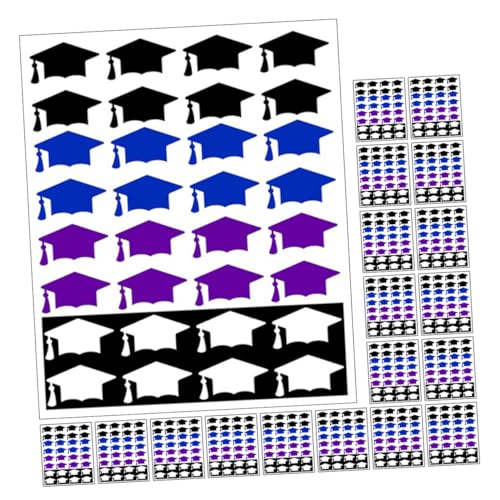 ULTECHNOVO 20 Blatt Abschlusskappenaufkleber Grad-Cap-Label Abschluss dekorative Aufkleber Topper Schüttgut Abschlussdekoration dekorative Kartenetiketten beschichtetes Papier von ULTECHNOVO
