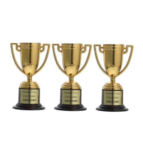 ULTECHNOVO 3 Stück Kleine Trophäe Mini-gold-trophäen Mini-trophäen Goldtrophäen Für Bulk- Für Kinderpreise Trophäenbecher Für Kinderparty Golden Plastik Wiederverwendbar von ULTECHNOVO