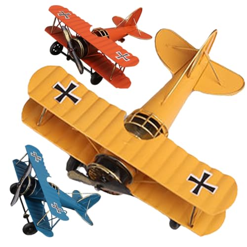 ULTECHNOVO 3 Stück Retro Flugzeug Modell aus Metall Vintage Flugzeug Ornament für Heimdekoration Dekoration für Wohnzimmer Café und Bar Robuste und Langlebige Flugzeugmodelle von ULTECHNOVO