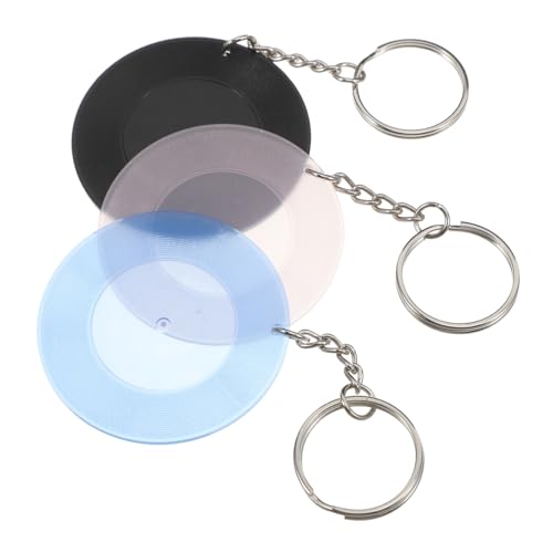 ULTECHNOVO 3 Stück Schallplatten-Untersetzer-Schlüsselanhänger schlüsselanhanger Vinyl Untersetzer Lanyard -Löcher Music Mini Disc Player Schlüsselbund Mini -Musik -DJ -Schlüsselbund vage Abs von ULTECHNOVO