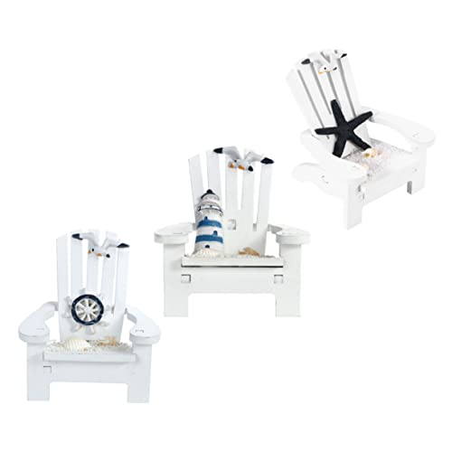 ULTECHNOVO 3 Stück Teiliges Miniatur Strandstuhl Holz Deko Wohnaccessoire mit Seemotiv für Bücherregal Schreibtisch Ornament für Party Kinderzimmer von ULTECHNOVO