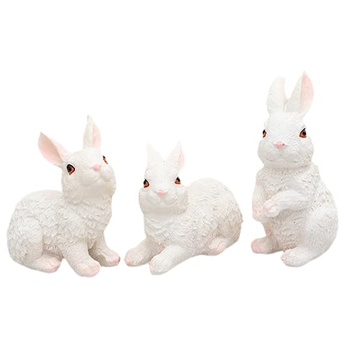 ULTECHNOVO 3Stücke Teiliges Hasenfiguren aus Harz Süße Kaninchen Dekoration für Ostern und Garten für Bonsai und Pflanzgefäße von ULTECHNOVO