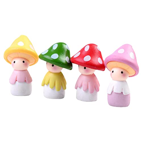 ULTECHNOVO 4 Stück Miniatur Pilzfiguren Set aus Teiliges Set Rot Gelb und Grün für Garten und Bonsai Dekoration für Feengärten und Puppenhäuser von ULTECHNOVO