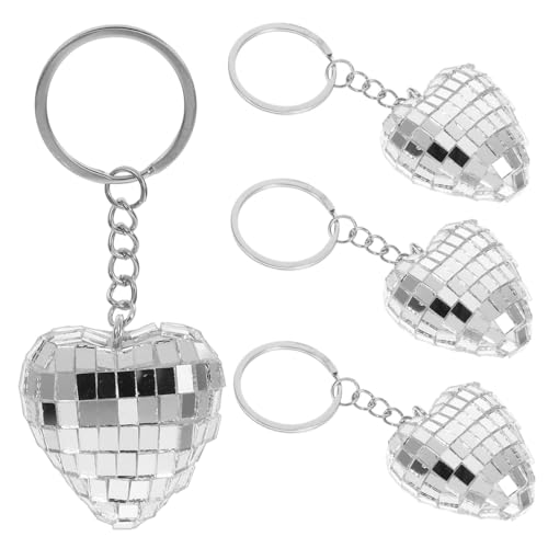 ULTECHNOVO 4Stücke Herzförmiger Disco Kugel Schlüsselanhänger Tragbares Ornament für Partys Silberner Schlüsselring für Stilvolle ULTECHNOVO 4Stücke Herzförmiger Disco Kugel Schlüsselanhänger Tragbares Ornament für Partys Silberner Schlüsselring für Stilvolle von ULTECHNOVO