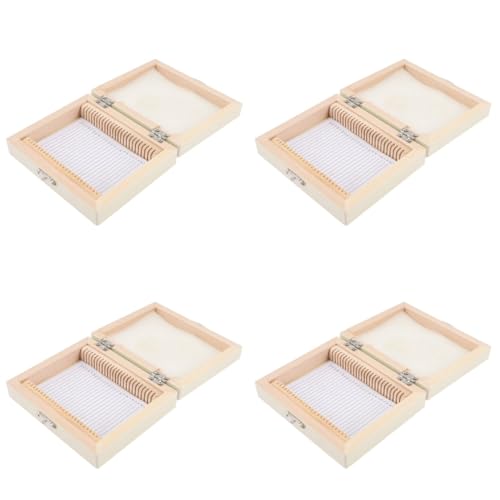 ULTECHNOVO 4er-box Biologische Slice-box Mini-drehmaschine Deckel Konkav Fleck Gefäßwerkzeuge Korb Bausatz Mikroskopische Objektträger Gitter Verpackung Tragbar Holz Beige von ULTECHNOVO