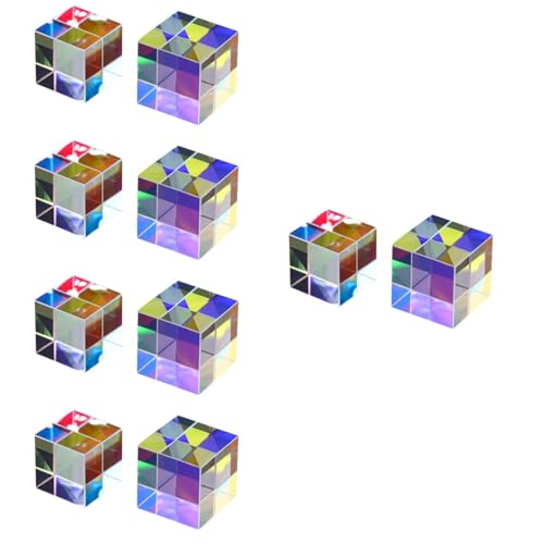 ULTECHNOVO 5 Sätze Prisma Würfelunterlage Photostickomni Optischer Prismenwürfel Bescherung Lichtbündel Lehrstütze Optische Lehrprismen Desktop-ornament Physik Prismen Spiegel 2 Stück * 5 von ULTECHNOVO