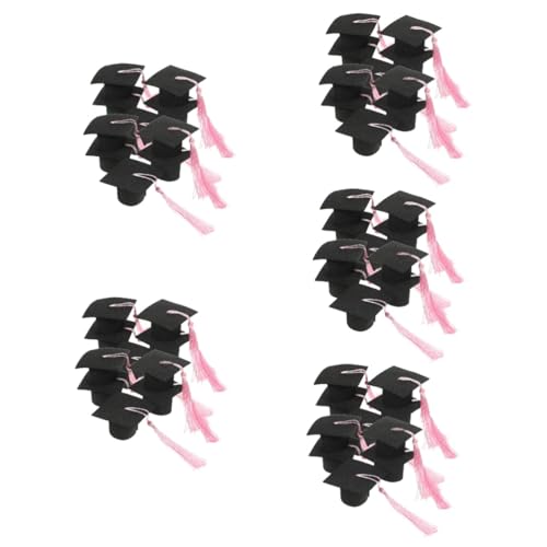 ULTECHNOVO 5 Stück Cupcake -Topper Abschlusstorte Ornament Mini-Abschlusskappen zum Basteln Doktorhut-Topper Grad Cupcake -Ornamente abschluss glückwunsch abholen Papier Black von ULTECHNOVO
