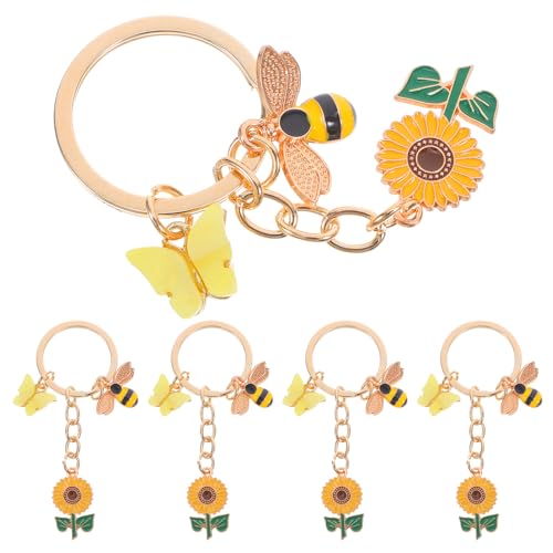 ULTECHNOVO 5 Stück Sonnenblumen Schlüsselanhänger Damentaschenanhänger Bienen Rucksackanhänger Inspirierender Schlüsselanhänger Mit Bienenmotiv Zubehör Kleine Blumen Emaille Anhänger von ULTECHNOVO