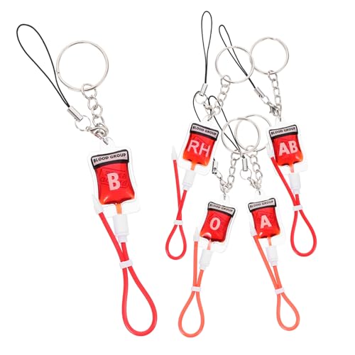 ULTECHNOVO 5 Stück Teiliges Blutgruppen Schlüsselanhänger Deko für Taschen Schlüssel für Partys Festivals und Besondere Anlässe A B Ab und Rh Typen von ULTECHNOVO