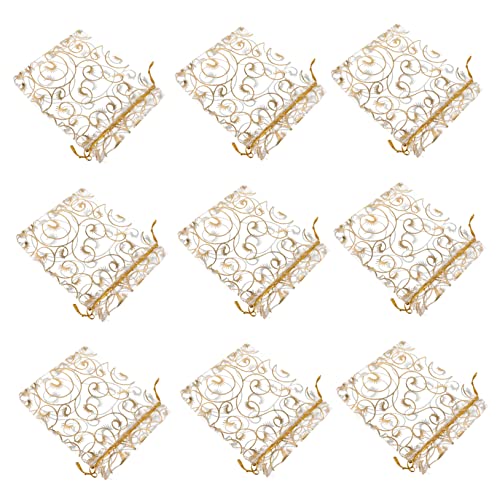 ULTECHNOVO 50 Stücke Wimpern Hochzeit Kordelzug Tasche Hochzeit Party Favor Taschen Candy Tasche Hochzeit Favor Kordelzug Tasche Weiß Garn Material von ULTECHNOVO