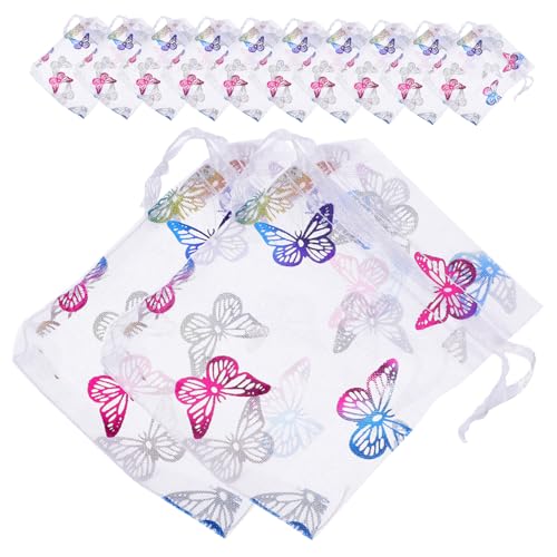 ULTECHNOVO 50Stücke Organzasäckchen mit Schmetterlingsmuster Kleine Kordelzug Netzbeutel für Schmuck und Süßigkeiten für Hochzeiten und Partys ULTECHNOVO 50Stücke Organzasäckchen mit Schmetterlingsmuster Kleine Kordelzug Netzbeutel für Schmuck und Süßigkeiten für Hochzeiten und Partys von ULTECHNOVO