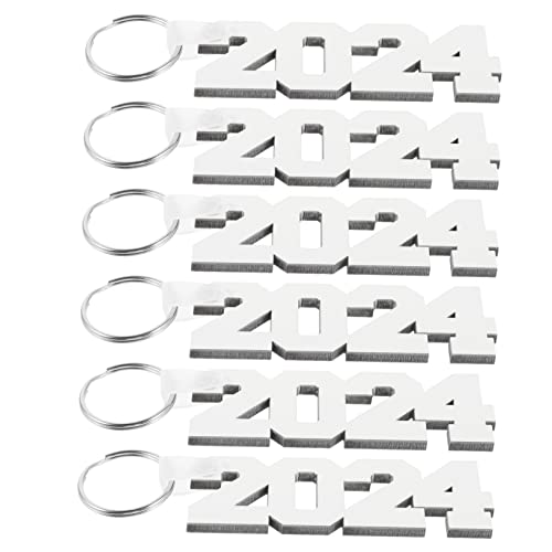 ULTECHNOVO 6 Stck Teiliges Sublimations Schlüsselanhänger Doppelseitige DIY Heat Transfer Blanks Robuste Zahlen Schlüsselringe für Personalisierte Abschlussgeschenke von ULTECHNOVO