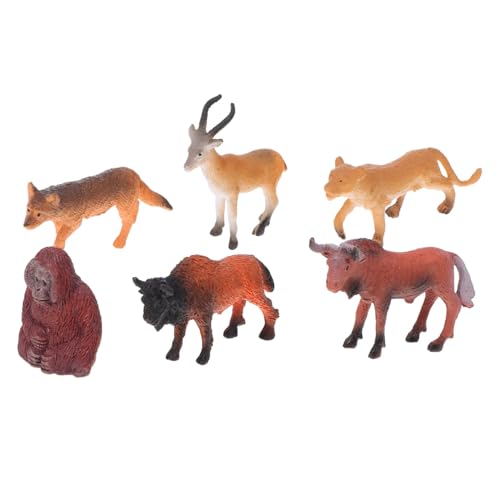 ULTECHNOVO 6 Stück Afrikanische Tiermodelle Tierfiguren Spielzeugtiere Bison- Tierspielzeug künstliches Tier Mini-Wildtier Harz von ULTECHNOVO