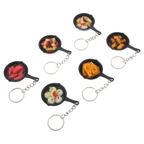 ULTECHNOVO 6 Stück Mini Bratpfannen-schlüsselanhänger mit Realistischen Lebensmittelmotiven Wie Bratwurst Garnelen Gebratene Teigtaschen Leichte Kompakte Taschenanhänger für Handtaschen und ULTECHNOVO 6 Stück Mini Bratpfannen-schlüsselanhänger mit Realistischen Lebensmittelmotiven Wie Bratwurst Garnelen Gebratene Teigtaschen Leichte Kompakte Taschenanhänger für Handtaschen und von ULTECHNOVO