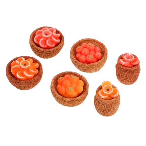 ULTECHNOVO 6 Stück Mini Persimmon Persimmon Cake Puppenhaus-Mini-Essen Miniatur -Küchenspielzeug Puppenhaus vorgeben Essen Miniatur-Puppenhauszubehör puppenhaus Spiel Essen Harz Orange von ULTECHNOVO