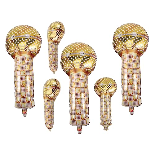 ULTECHNOVO 6 Stück Teiliges Aluminium Folienballons Mikrofonform Goldfarbene Partydekoration für Shower Geburtstagsfeier Kleine und Große Ballons Festliche Deko für Fotoaktionen und Events von ULTECHNOVO