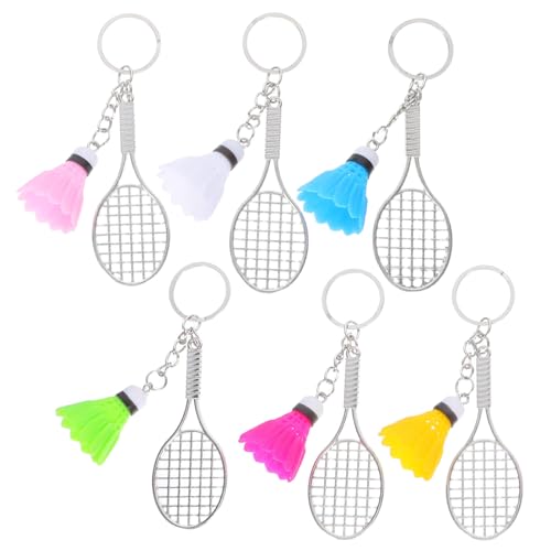 ULTECHNOVO 6 Stück Teiliges Mini Badminton Schlüsselanhänger aus Robustem Legierungsmetall mit Federball Anhänger als Sportliches Taschen und Rucksack Zubehör als Party ULTECHNOVO 6 Stück Teiliges Mini Badminton Schlüsselanhänger aus Robustem Legierungsmetall mit Federball Anhänger als Sportliches Taschen und Rucksack Zubehör als Party von ULTECHNOVO