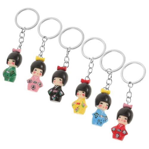 ULTECHNOVO 6Stücke Kimono Puppen Schlüsselanhänger Kawaii Cartoon Anhänger für Handtaschen Schulranzen Dekorative Geschenkidee für Erwachsene Farblich Zufällig von ULTECHNOVO