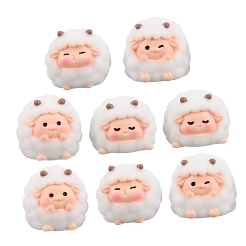 ULTECHNOVO 8 Stück Cartoon Schaf Ornamente Dekorationen Puppenhaus Schaffiguren Tischdekoration Tierfigur Mini Schaffiguren Für Die Landschaftsgestaltung Mini Schafstatue Für Den von ULTECHNOVO
