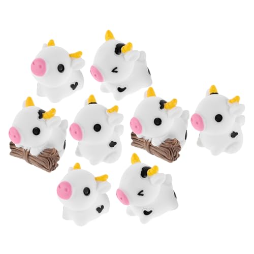 ULTECHNOVO 8 Stück Mikrolandschaft Kuhverzierungen Nutztiere Tisch Mittelstücke Tiere Miniatur Miniatur-Landschaftsornament Miniaturkühe Kuchendeckel Feengartenzubehör Kuh Figur Harz Weiß von ULTECHNOVO
