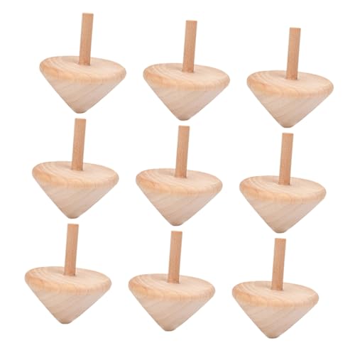 ULTECHNOVO 9 Stück Holzkreisel Gyro Lustiger Holzkreisel Basteln Holzhandwerk Holzmalerei Kreisel Holzkreisel Partygeschenke Fingerspitzenkreisel Spinning Beige von ULTECHNOVO