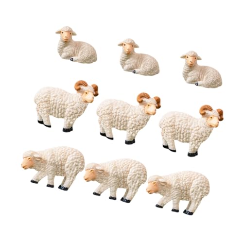 ULTECHNOVO 9 Stück Simulierte Schaf Und Ziegenmodelle Lammdekorationen Mini Schafdekor Schafspielzeug Mini Gartentierstatue Tierfigur Kleine Figuren Lammstatue Kleine von ULTECHNOVO