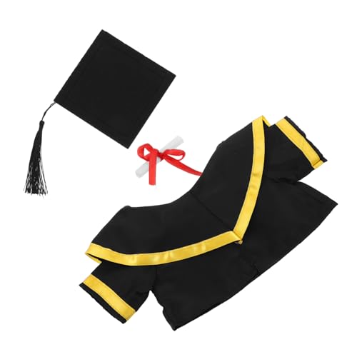 ULTECHNOVO Abschluss Bär Outfit Bärenpuppe Anziehkleidung Kuscheltiere Abschlusspuppenkleidung Abschlussmütze Und Mantel Abschlusspuppe Kuscheltiere Abschlusshut Papier Schwarz von ULTECHNOVO