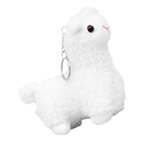 ULTECHNOVO Alpaka-schlüsselanhänger Plüschspielzeuganhänger Mini-schaffiguren Kuscheltiere Lamm Plüsch Kawaii Rucksack Schlüsselanhänger Miniatur-schaffiguren Kurzer Plüsch Weiß von ULTECHNOVO