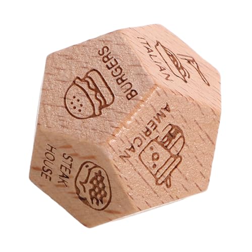 ULTECHNOVO Essensentscheidungswürfel Geburtstagsgeschenk Holzwürfel für Essen Jubiläumsgeschenk Party Spiele Abendessen-Entscheidungswürfel Essenswürfel Buchsbaum Light Brown von ULTECHNOVO