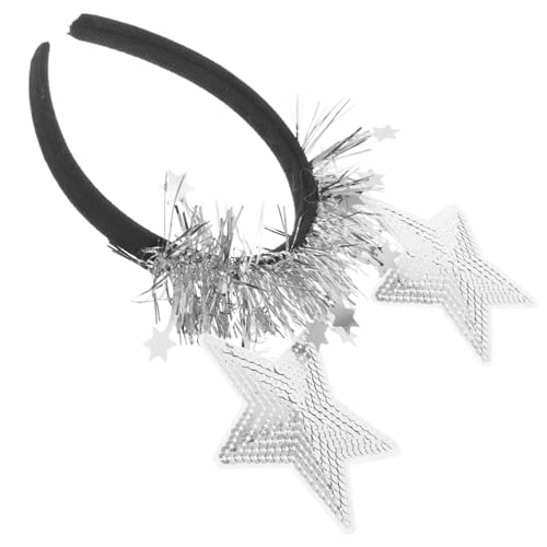 ULTECHNOVO Fünf-punkte-sternhaarband Mit Pailletten Verschönert Kind Stirnband Elegant Gold Zubehör Rave Kopfbedeckung Dekoration Trendy Pailletten-stirnbänder Disco-haarschmuck Silber Vlies von ULTECHNOVO