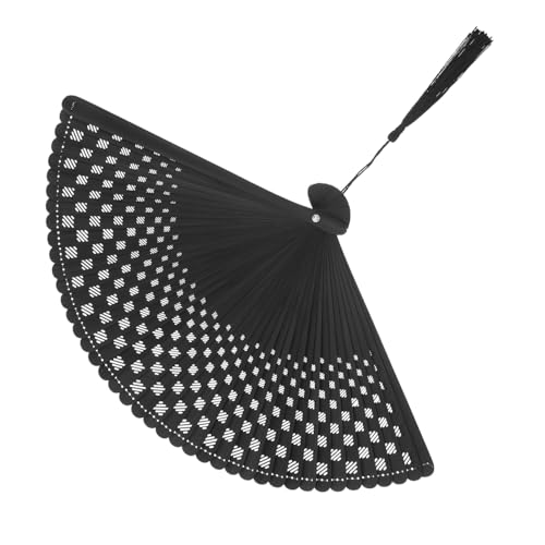 ULTECHNOVO Handfächer Schwarz Eleganter Retro Faltfächer für Damen Leicht und Ergonomisch Traditionelles Kunsthandwerk für Tanz Fotografie und Chinesische Events von ULTECHNOVO
